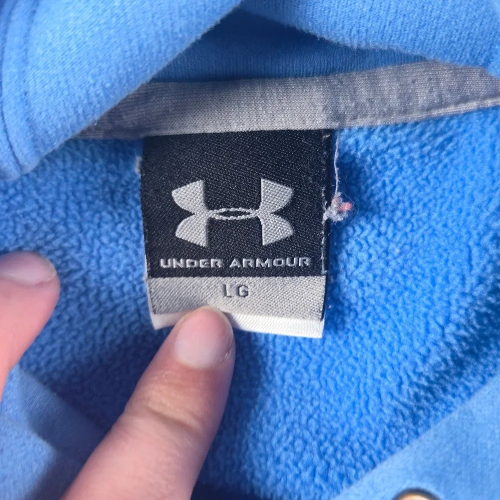 Under Armour Hoodie Men's Large Blue Fleece Pullover‎ Logo Sweatshirt Sportswear